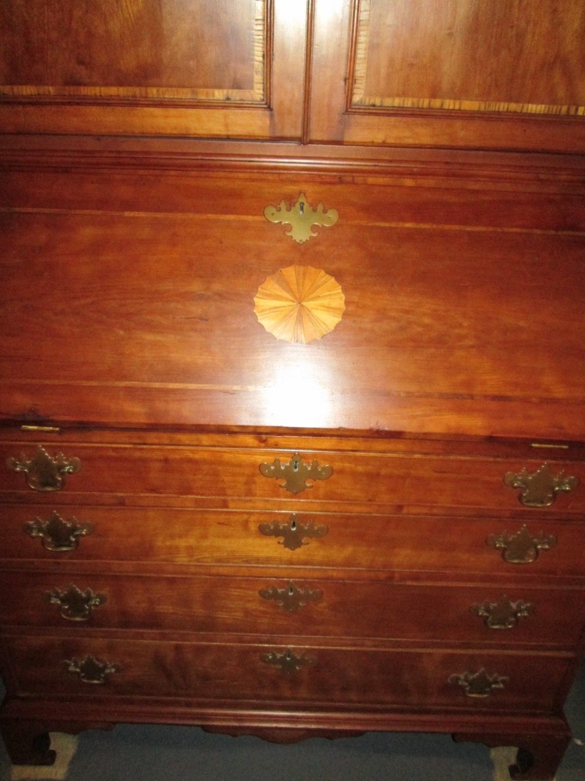 Antique Circa 1790 Cherry Inlaid Ct Federal Secretary Desk On