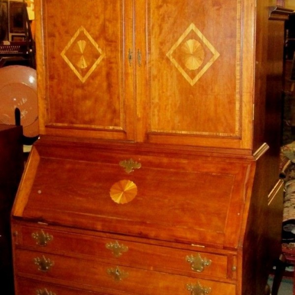 Antique Circa 1790 Cherry Inlaid Ct Federal Secretary Desk On